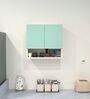 2 Door Mirror Glossy triple layered UV Resistant handless cabinet with Space Organizer in Mint Finish