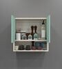 2 Door Mirror Glossy triple layered UV Resistant handless cabinet with Space Organizer in Mint Finish