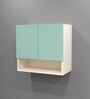 2 Door Mirror Glossy triple layered UV Resistant handless cabinet with Space Organizer in Mint Finish