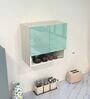 2 Door Mirror Glossy triple layered UV Resistant handless cabinet with Space Organizer in Mint Finish