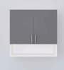 2 Doors Modular Wall Mounted Kitchen Cabinet with Organizer Shelf in Slate Grey & Highland Pine Finish