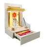 The Mandir Store Prabhukripa Pinewood Finish LED Mandir With Storage