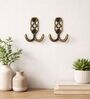 2 Pcs Antique Brass Metal Jaali Wall Hooks