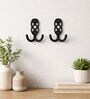 2 Pcs Black Metal Jaali Wall Hooks