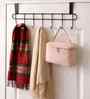 2 Piece Black Steel Over The Door Hook Hanger 7 Hooks