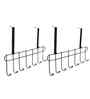 2 Piece Black Steel Over The Door Hook Hanger 7 Hooks
