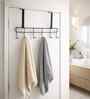 2 Piece Black Steel Over The Door Hook Hanger 7 Hooks