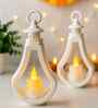 2 pcs Flameless Smokeless LED Lantern, Drop Lantern, White