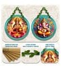 2 Pcs Laxmi Ganesha Wooden Circle Set Hanging