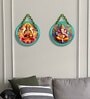 2 Pcs Laxmi Ganesha Wooden Circle Set Hanging