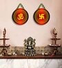 2 Pcs Om Wooden Circle Set Hanging