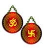 2 Pcs Om Wooden Circle Set Hanging