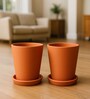 2 Pcs Red Terracotta 3.5 Inchs Planters