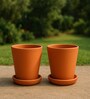 2 Pcs Red Terracotta 7.5 Inchs Planters