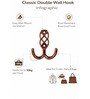 2 Pcs Rose Gold Metal Jaali Wall Hooks