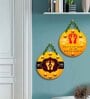 2 Pcs Maa Laxmi Foot Print Wooden Circle Set Hanging
