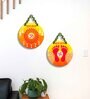 2 Pcs Om Wooden Circle Set Hanging