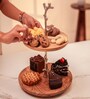 2 Tier Brown Acacia Wood Appetizer Platter
