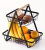 2-Tier Fruit Basket Wooden Handle