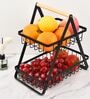 2-Tier Fruit Basket Wooden Handle