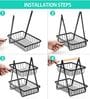 2-Tier Fruit Basket Wooden Handle