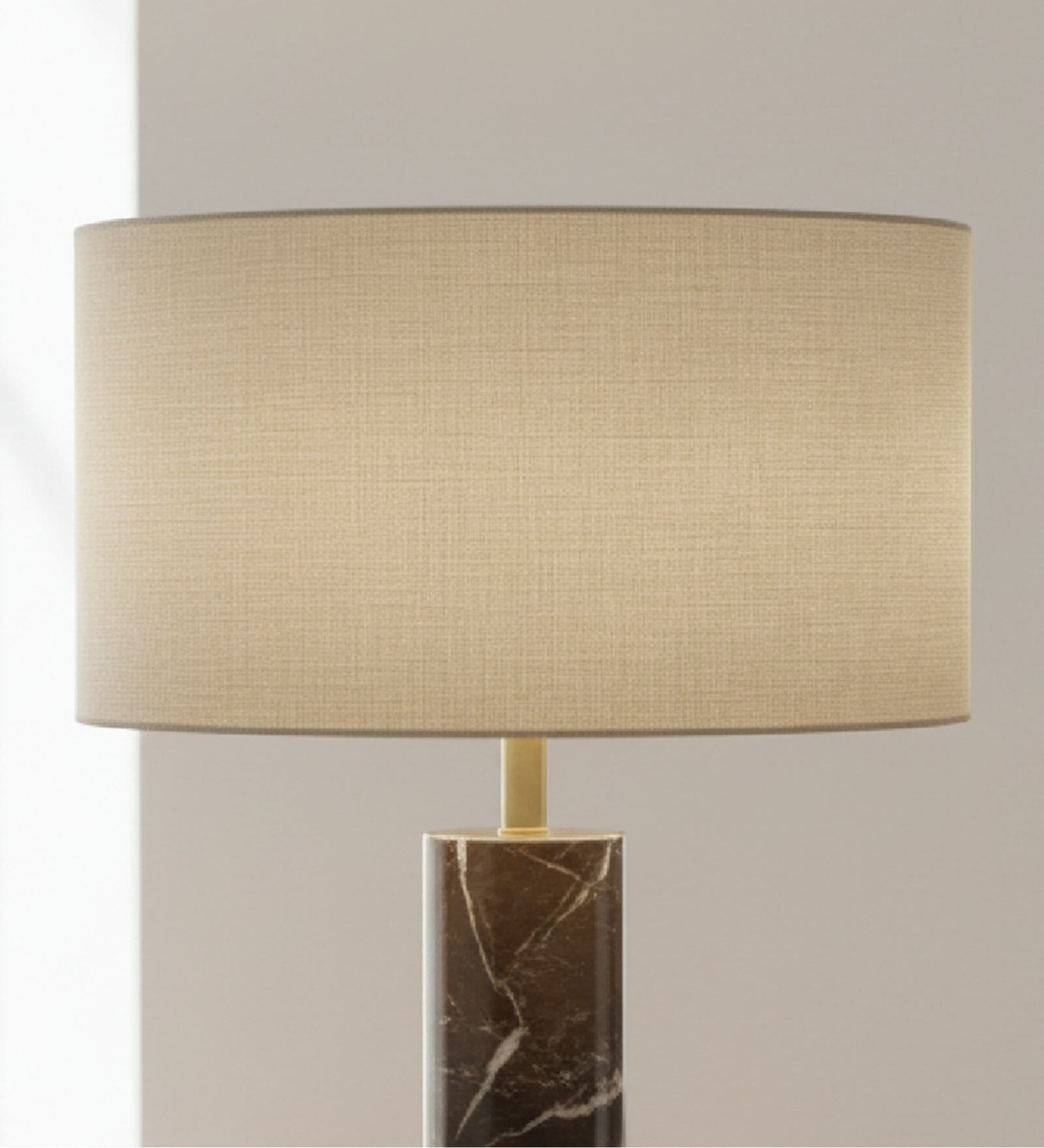 20-Inch Beige Fabric Drum Lampshade