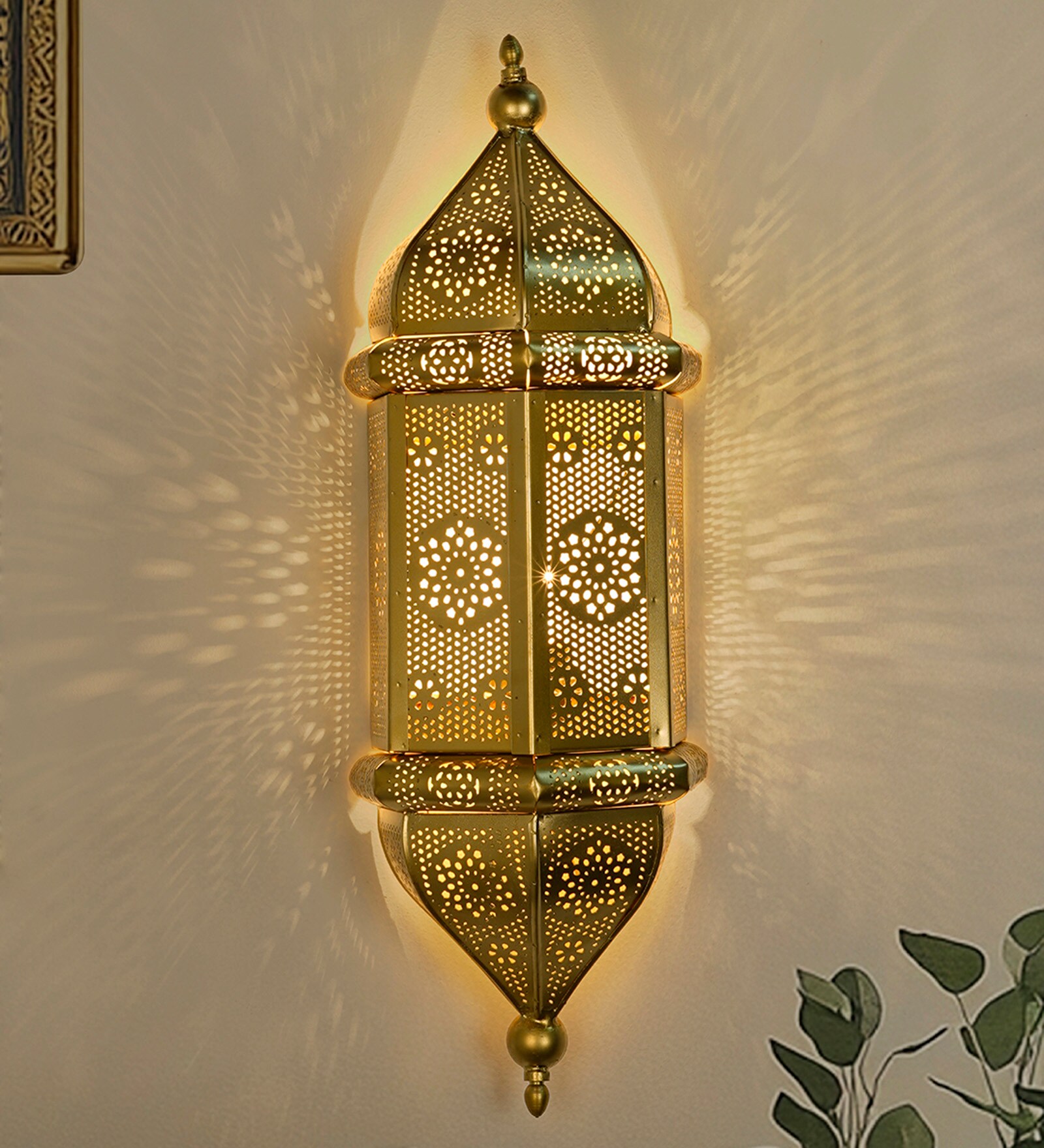 20-Inch Moroccan Gold Jali Wall Sconce