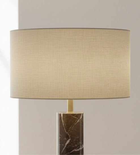 20-Inch Beige Fabric Drum Lampshade