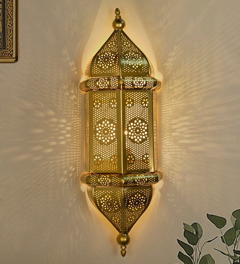 20-Inch Moroccan Gold Jali Wall Sconce