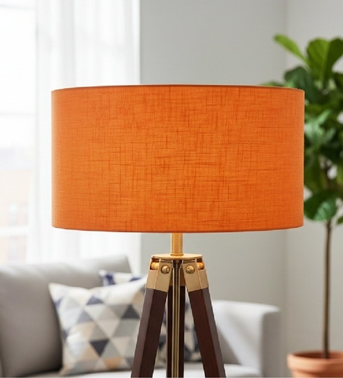 btr crafts 20-Inch Orange Texture Fabric Drum Lampshade-picture-12