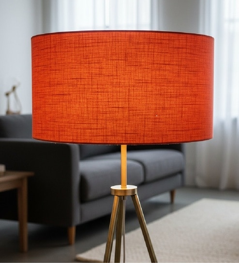 btr crafts 20-Inch Red Texture Fabric Drum Lampshade-picture-12