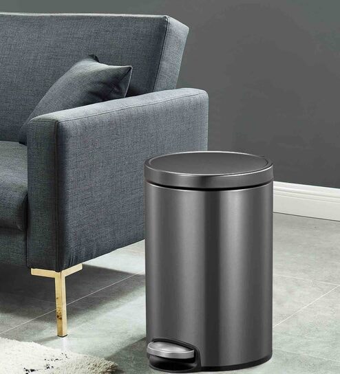 20 Litre Black Stainless Steel Dustbin