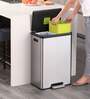 20+20 Litre Metallic Stainless Steel Dustbin