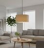 20-Inch Beige Fabric Drum Pendant Light