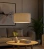20-Inch Beige Fabric Drum Pendant Light, Modern Hanging Ceiling Lamp