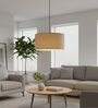 20-Inch Beige Fabric Drum Pendant Light, Modern Hanging Ceiling Lamp