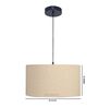 20-Inch Beige Fabric Drum Pendant Light, Modern Hanging Ceiling Lamp