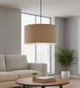 20-Inch Beige Fabric Drum Pendant Light