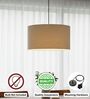 20-Inch Beige Fabric Drum Pendant Light, Modern Hanging Ceiling Lamp