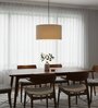 20-Inch Beige Fabric Drum Pendant Light, Modern Hanging Ceiling Lamp