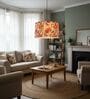 20-Inch Bird & Floral Printed Fabric Drum Pendant Light, Modern Hanging Ceiling Lamp