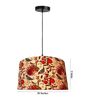 20-Inch Bird & Floral Printed Fabric Drum Pendant Light, Modern Hanging Ceiling Lamp