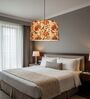 20-Inch Bird & Floral Printed Fabric Drum Pendant Light, Modern Hanging Ceiling Lamp