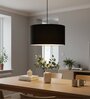20-Inch Black Fabric Drum Pendant Light, Modern Hanging Ceiling Lamp