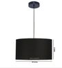20-Inch Black Fabric Drum Pendant Light, Modern Hanging Ceiling Lamp