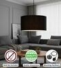 20-Inch Black Fabric Drum Pendant Light, Modern Hanging Ceiling Lamp