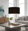 20-Inch Black Fabric Drum Pendant Light