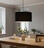 20-Inch Black Fabric Drum Pendant Light