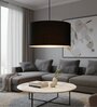 20-Inch Black Fabric Drum Pendant Light, Modern Hanging Ceiling Lamp