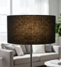 20-Inch Black Jute Fabric Drum Lampshade
